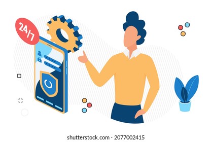 Smartphone application security support settings. Protecting personal data non stop service