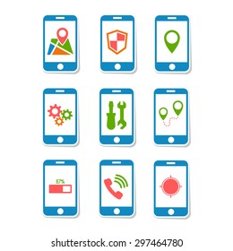 Smartphone applications vector icon set