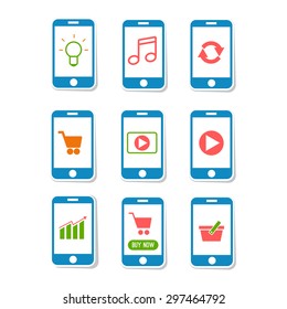 Smartphone applications vector icon set