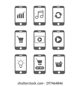 Smartphone applications vector icon set