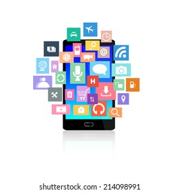 smartphone and applicaton vector illustration