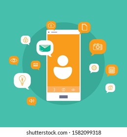 Smartphone apps flat icon design