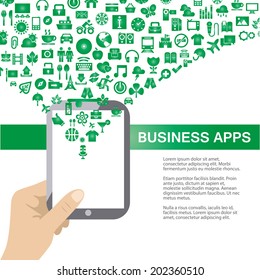 Smartphone apps flat icon design - Business Apps