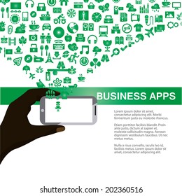 Smartphone apps flat icon design - Business Apps