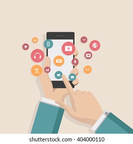 Smartphone apps flat icon design