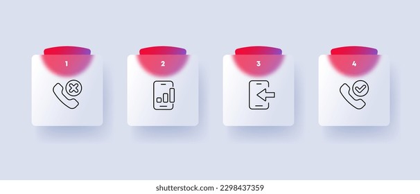 Smartphone with apps icon set. Communication, social media, entertainment, productivity, internet, messaging. Technology concept. Glassmorphism style. Vector line icon for Business and Advertising