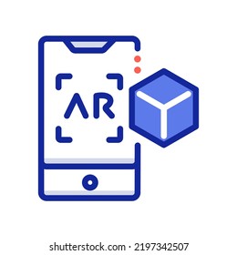 smartphone ar icon illustration editable stroke