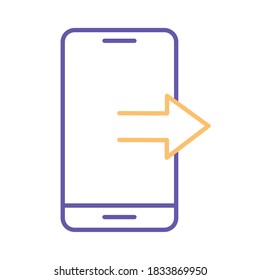 smartphone with arrow line style icon design, Data analysis and information theme Vector illustration