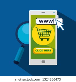 smartphone with arrow pointer cursor and search bar