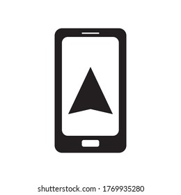 Smartphone und Pfeil. Wegweiser. GPS-Karten