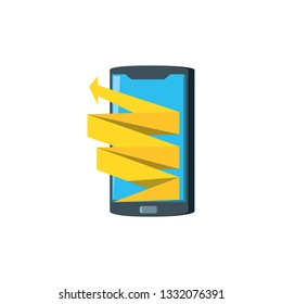 smartphone with arrow statistic graphic