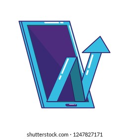 smartphone with arrow statistics