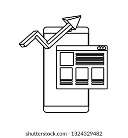 smartphone with arrow statistics and template