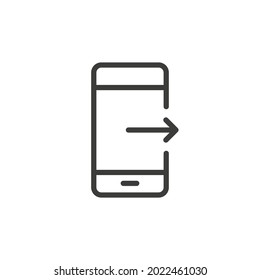Smartphone with arrow. Transaction or payment concept.