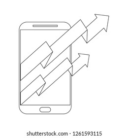 smartphone with arrows up in black and white