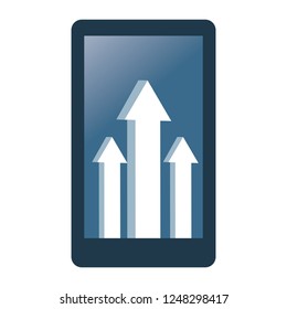 smartphone with arrows cartoon