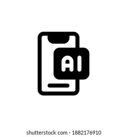 Smartphone Artificial Intelligence Glyph Icon, Logo, and illustration Vector