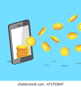 Smartphone attracting money coins
