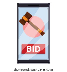 Smartphone Auction Bid Icon. Cartoon Of Smartphone Auction Bid Vector Icon For Web Design Isolated On White Background