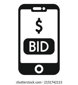 Smartphone Auction Bid Icon Simple Vector. Bidder Process. Finance Event