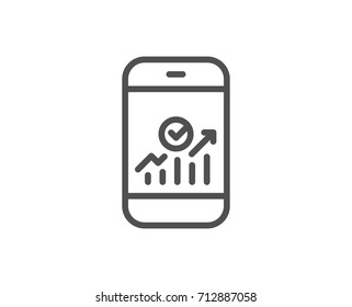 Smartphone Audit or Statistics line icon. Business Analytics with charts symbol. Quality design element. Editable stroke. Vector