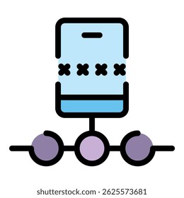 Icono de autenticación de smartphone. Esquema de Vector de autenticación de teléfono inteligente color plano aislado