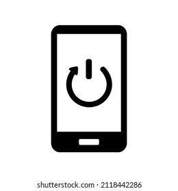 Smartphone con auto encendido icono de apagado. Automático, actualizar. Ilustración del vector