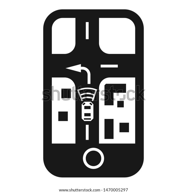 Smartphone autopilot car tracking icon. Simple\
illustration of smartphone autopilot car tracking vector icon for\
web design isolated on white\
background