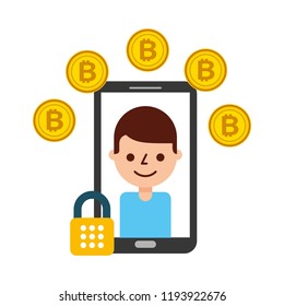 smartphone avatar bitcoin security fintech