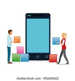 Smartphone avatar and cubes o design