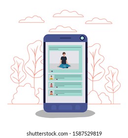 Smartphone and avatar man design, Digital technology communication social media internet web and wireless theme Vector illustration