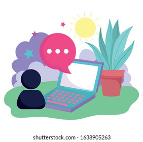 smartphone avatar speech bubble social media vector illustration
