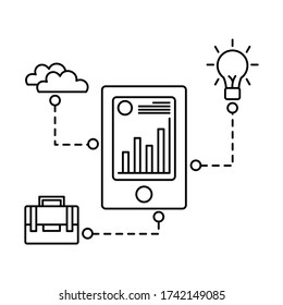 nubes de bolsos para smartphones y diseño de esquema de ideas para lámparas