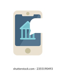 Smartphone banking icon flat vector. Bank finance. Digital payment isolated