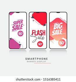 smartphone banner display design template. vector illustrations.