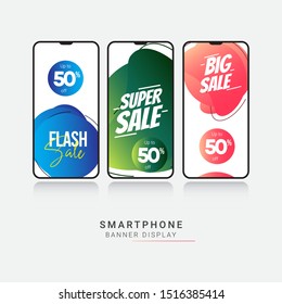 smartphone banner display design template. vector illustrations.