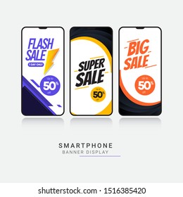 smartphone banner display design template. vector illustrations.