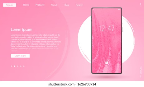 Smartphone banner. Web page header design. Website homepage vector background. Grunge trendy pastel colors.