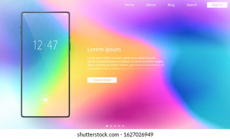 Smartphone banner. Web page header design. Website homepage vector background.