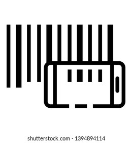 Smartphone barcode reading icon. Outline smartphone barcode reading vector icon for web design isolated on white background