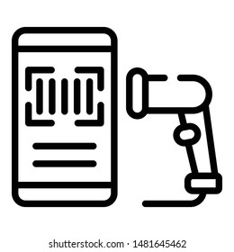 Smartphone barcode scanner icon. Outline smartphone barcode scanner vector icon for web design isolated on white background