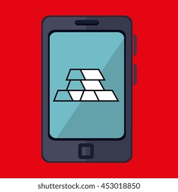 smartphone and bars gold isolated icon design, vector illustration  graphic 