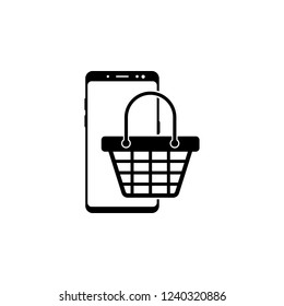 smartphone basket vector icon for websites and mobile minimalistic flat design
