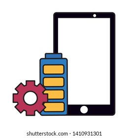 smartphone battery charge settings media vector illustration