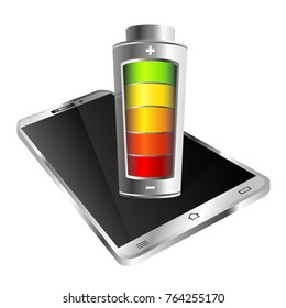 Smartphone with battery for charging illustration