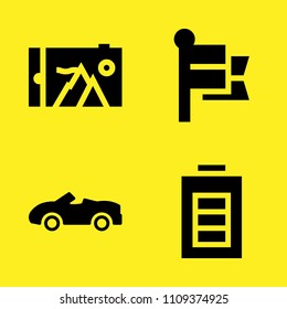 smartphone, battery, flag and car vector icon set. Sample icons set for web and graphic design