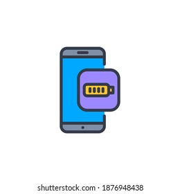 smartphone, battery icon or logo illustration vector, filled outline style.