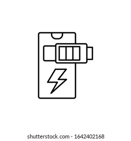 Smartphone battery icon. Simple line, outline vector of phone application icons for ui and ux, website or mobile application