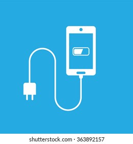 smartphone battery level icon on blue background