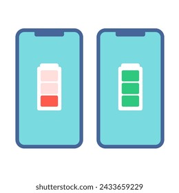 Smartphone with battery level screen. Vector art that is easy to edit.